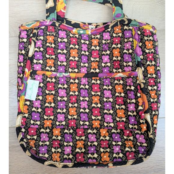 Vera Bradley Shoulder Tote Bag Bold Black Multicolor Boho Floral Quilt Festival - Picture 10 of 12